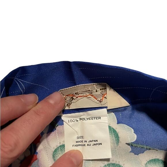 Traditional lightweight long blue shimmer Japanese Kimono Robe OS - Picture 8 of 11